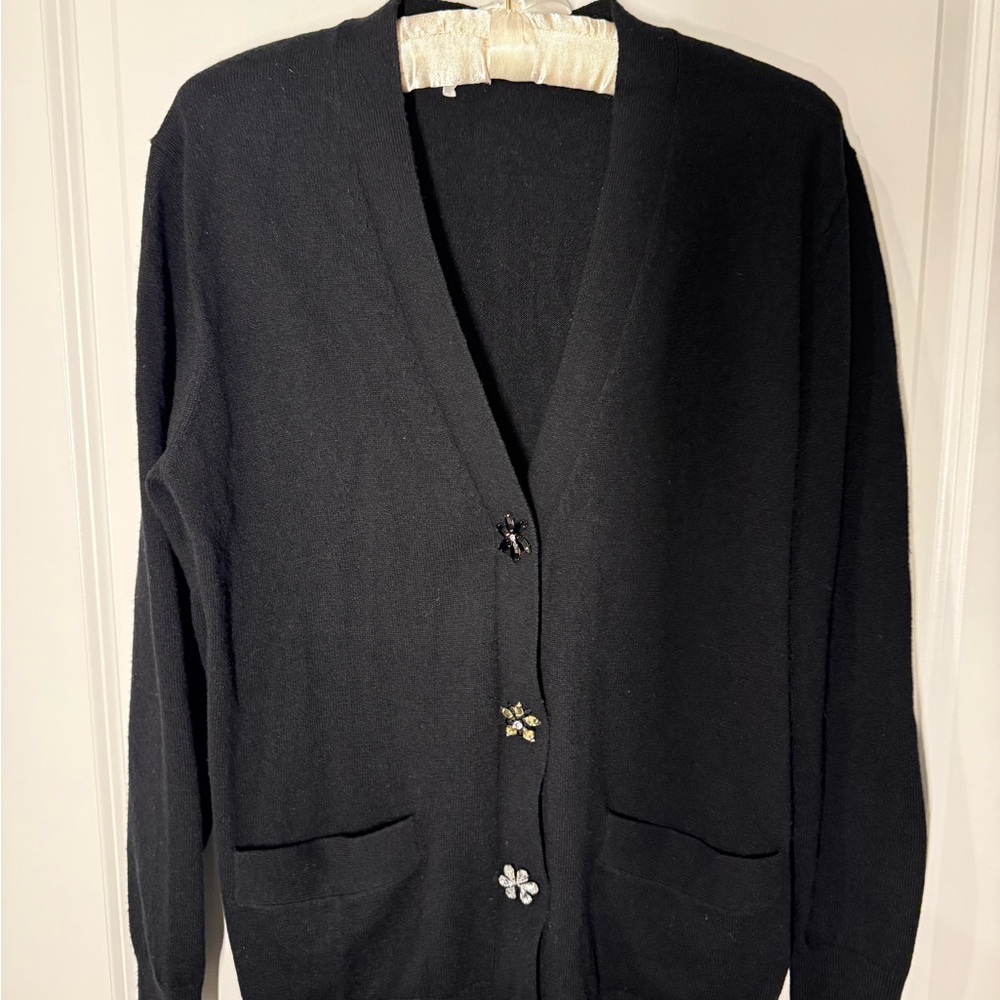 Kate Spade Black Cardigan with Floral Accents